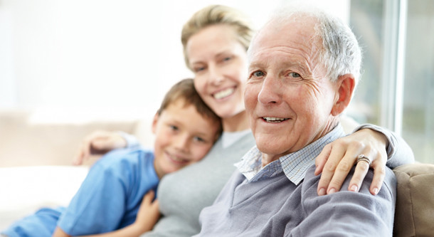 care home resident with family